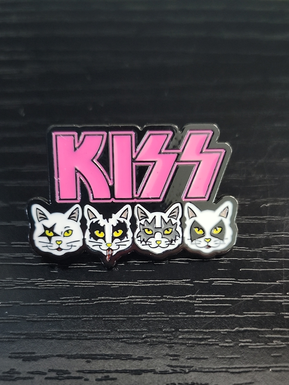 Kiss Pink Logo Cat Faces Band Enamel Pin